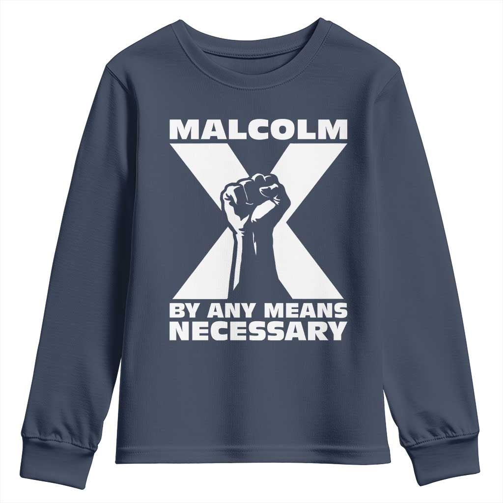 Malcolm X Power Fist Youth Sweatshirt Civil Rights Leader Pride Bold Statement - Wonder Print Shop