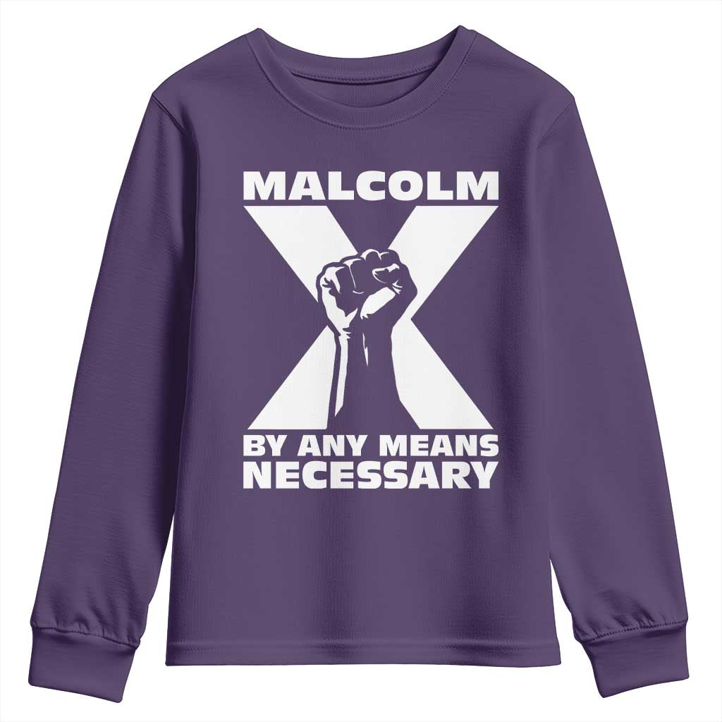 Malcolm X Power Fist Youth Sweatshirt Civil Rights Leader Pride Bold Statement - Wonder Print Shop