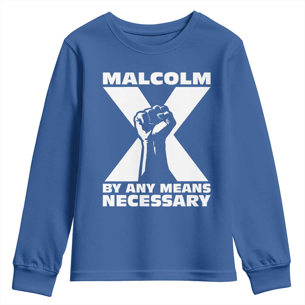 Malcolm X Power Fist Youth Sweatshirt Civil Rights Leader Pride Bold Statement - Wonder Print Shop