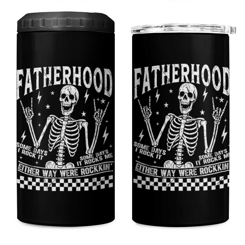 Rockin' Fatherhood Skeleton 4 in 1 Can Cooler Tumbler Funny Dad Life Quote Gift for Father’s Day - Wonder Print Shop