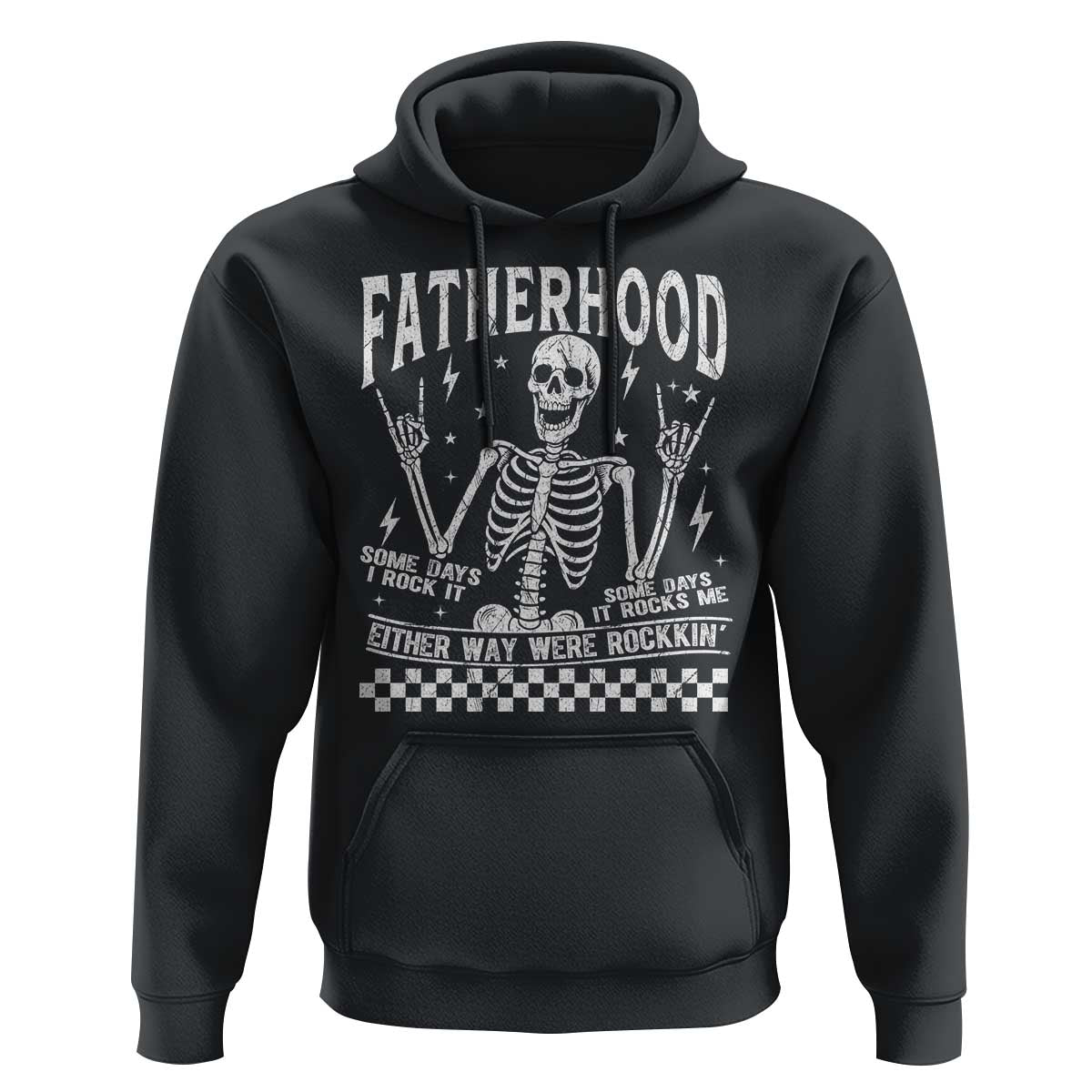 Rockin' Fatherhood Skeleton Hoodie Funny Dad Life Quote Gift for Father’s Day - Wonder Print Shop