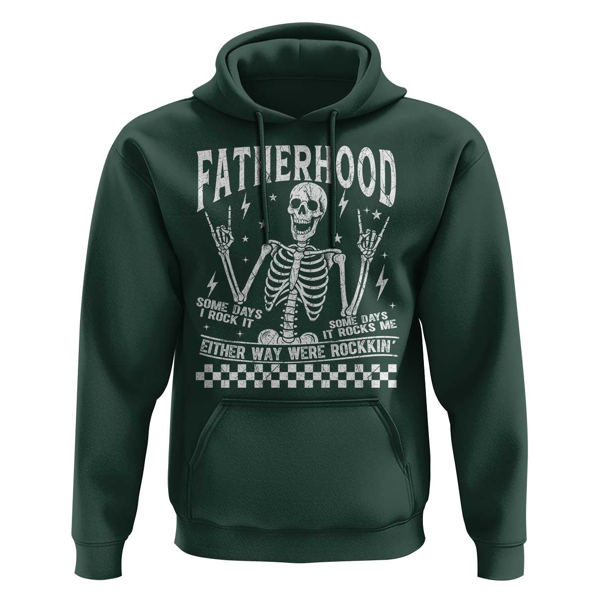 Rockin' Fatherhood Skeleton Hoodie Funny Dad Life Quote Gift for Father’s Day - Wonder Print Shop