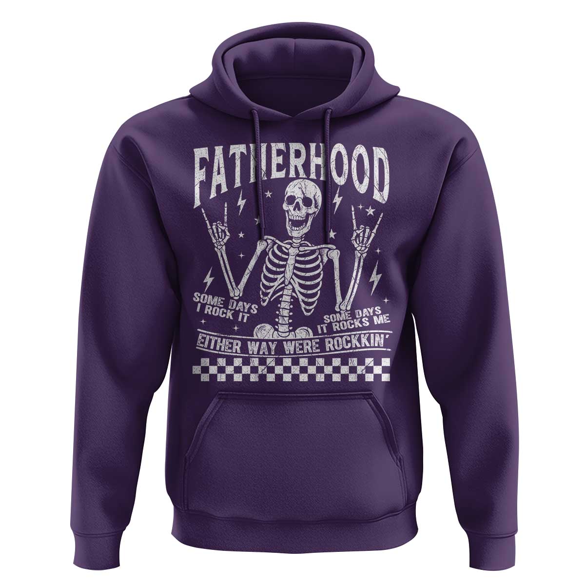 Rockin' Fatherhood Skeleton Hoodie Funny Dad Life Quote Gift for Father’s Day - Wonder Print Shop
