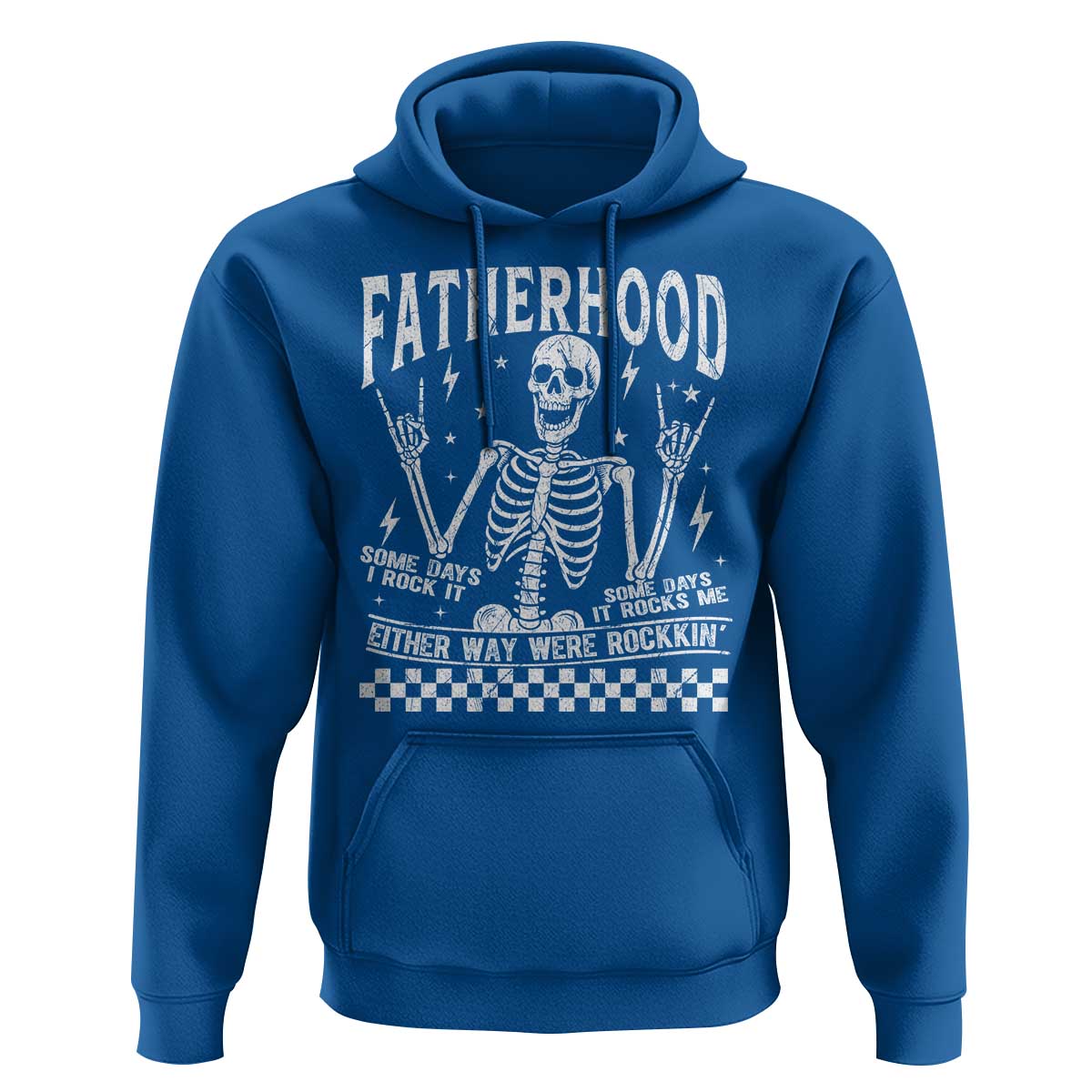 Rockin' Fatherhood Skeleton Hoodie Funny Dad Life Quote Gift for Father’s Day - Wonder Print Shop