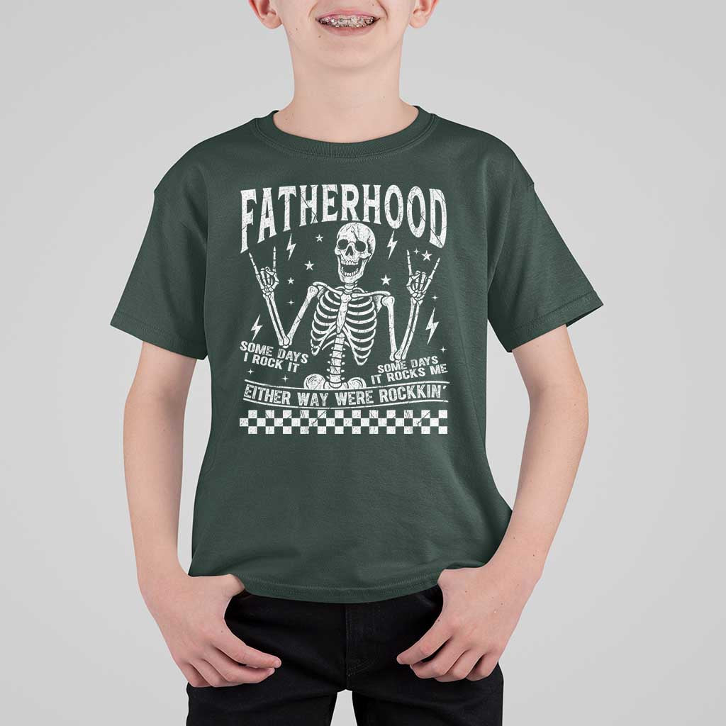 Rockin' Fatherhood Skeleton T Shirt For Kid Funny Dad Life Quote Gift for Father’s Day - Wonder Print Shop