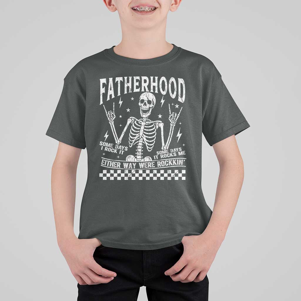 Rockin' Fatherhood Skeleton T Shirt For Kid Funny Dad Life Quote Gift for Father’s Day - Wonder Print Shop