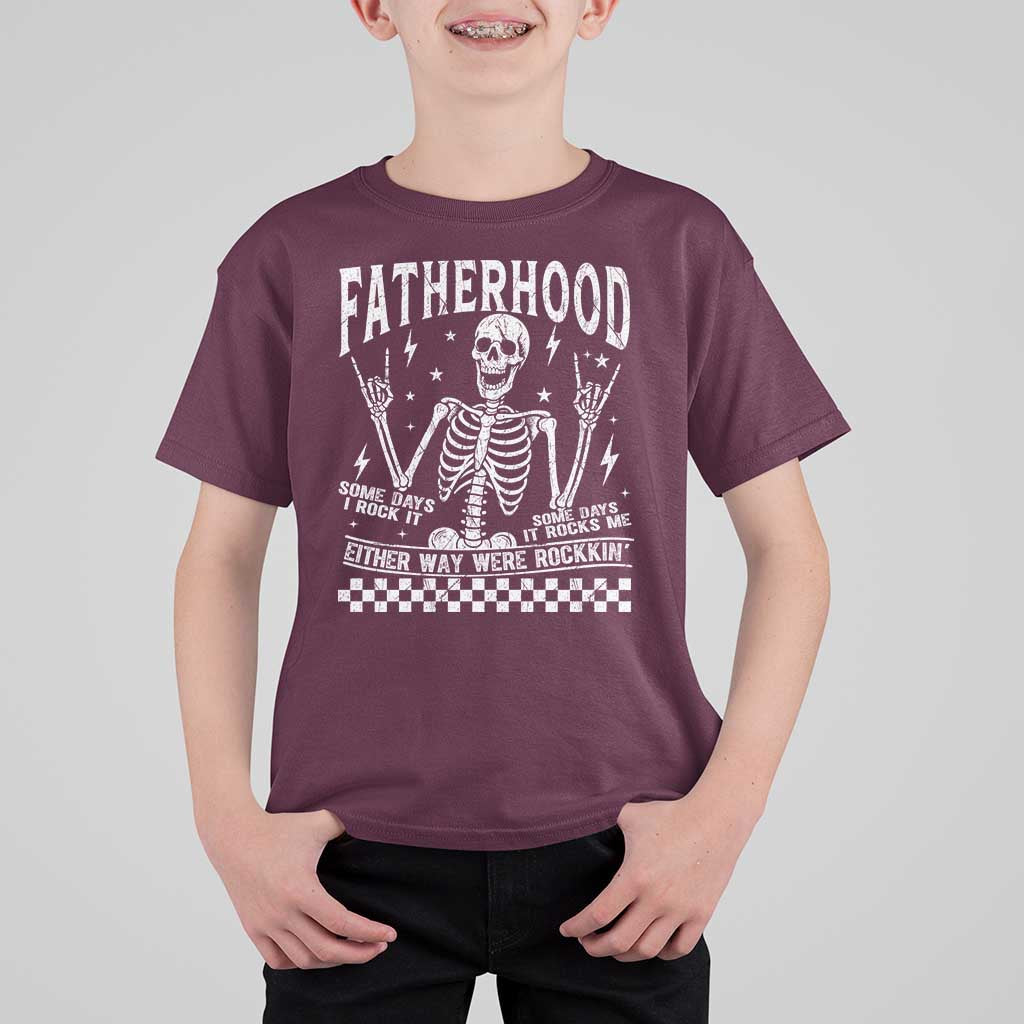 Rockin' Fatherhood Skeleton T Shirt For Kid Funny Dad Life Quote Gift for Father’s Day - Wonder Print Shop