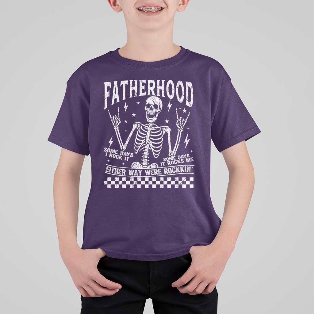 Rockin' Fatherhood Skeleton T Shirt For Kid Funny Dad Life Quote Gift for Father’s Day - Wonder Print Shop