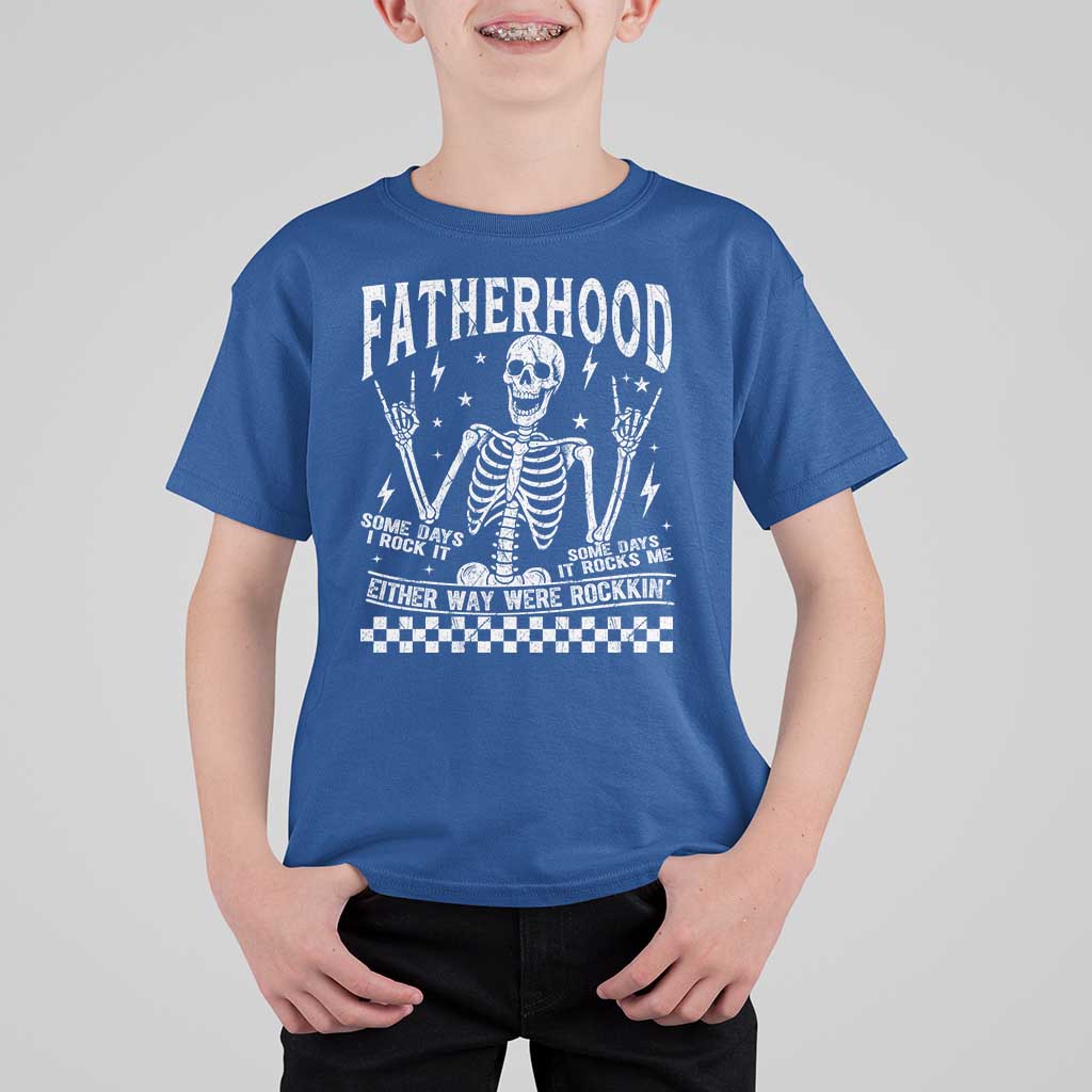 Rockin' Fatherhood Skeleton T Shirt For Kid Funny Dad Life Quote Gift for Father’s Day - Wonder Print Shop