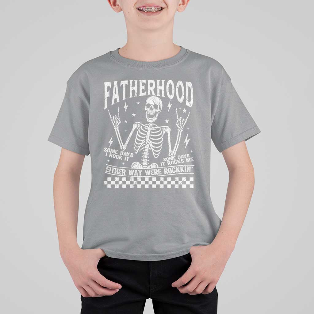 Rockin' Fatherhood Skeleton T Shirt For Kid Funny Dad Life Quote Gift for Father’s Day - Wonder Print Shop