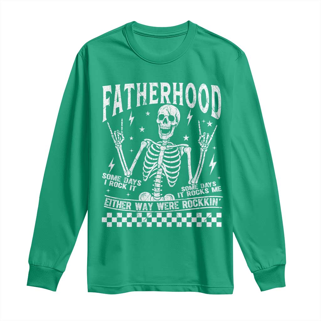 Rockin' Fatherhood Skeleton Long Sleeve Shirt Funny Dad Life Quote Gift for Father’s Day - Wonder Print Shop