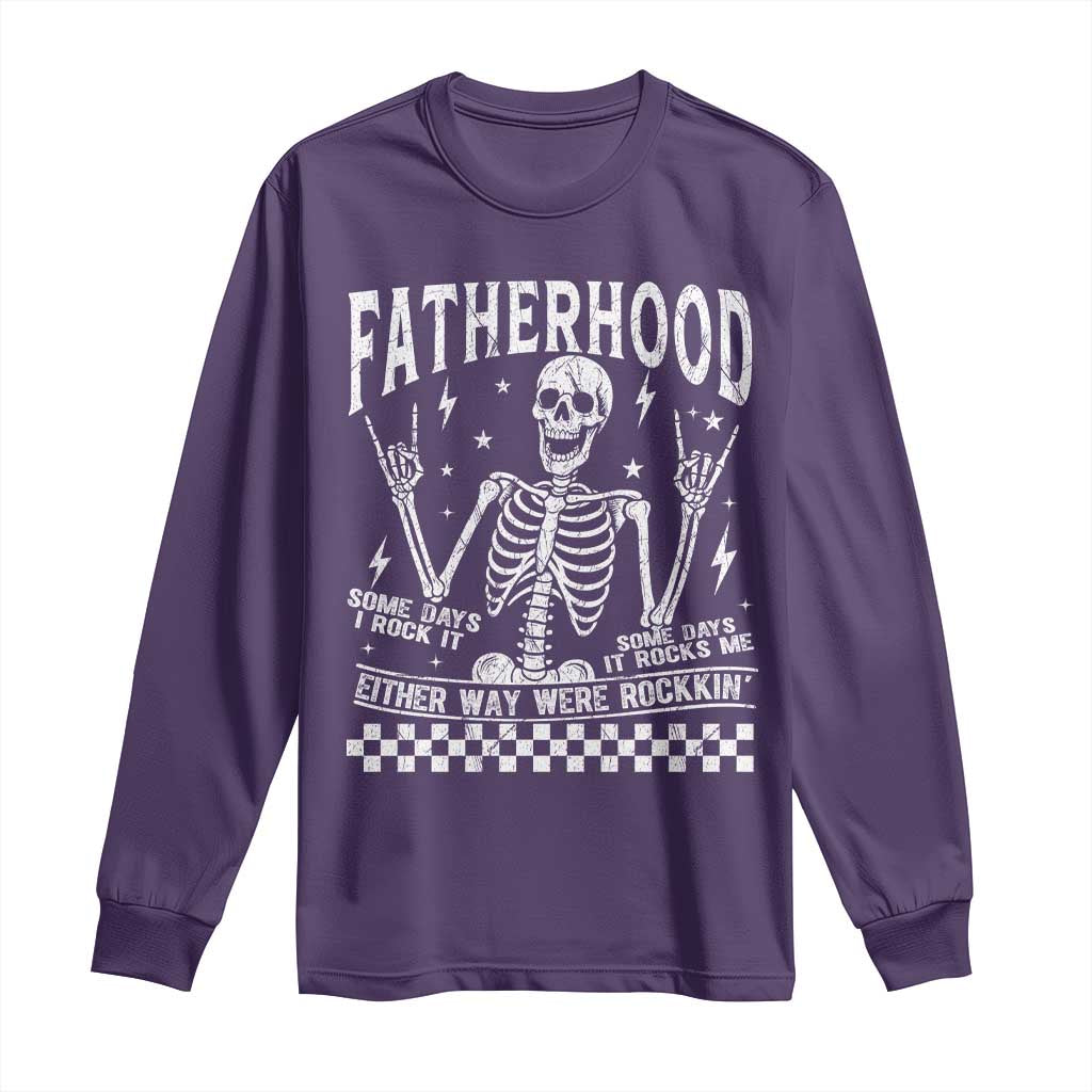 Rockin' Fatherhood Skeleton Long Sleeve Shirt Funny Dad Life Quote Gift for Father’s Day - Wonder Print Shop