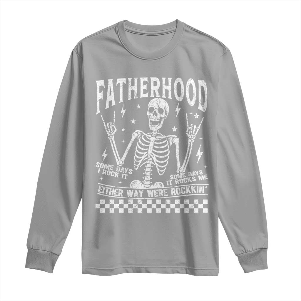 Rockin' Fatherhood Skeleton Long Sleeve Shirt Funny Dad Life Quote Gift for Father’s Day - Wonder Print Shop