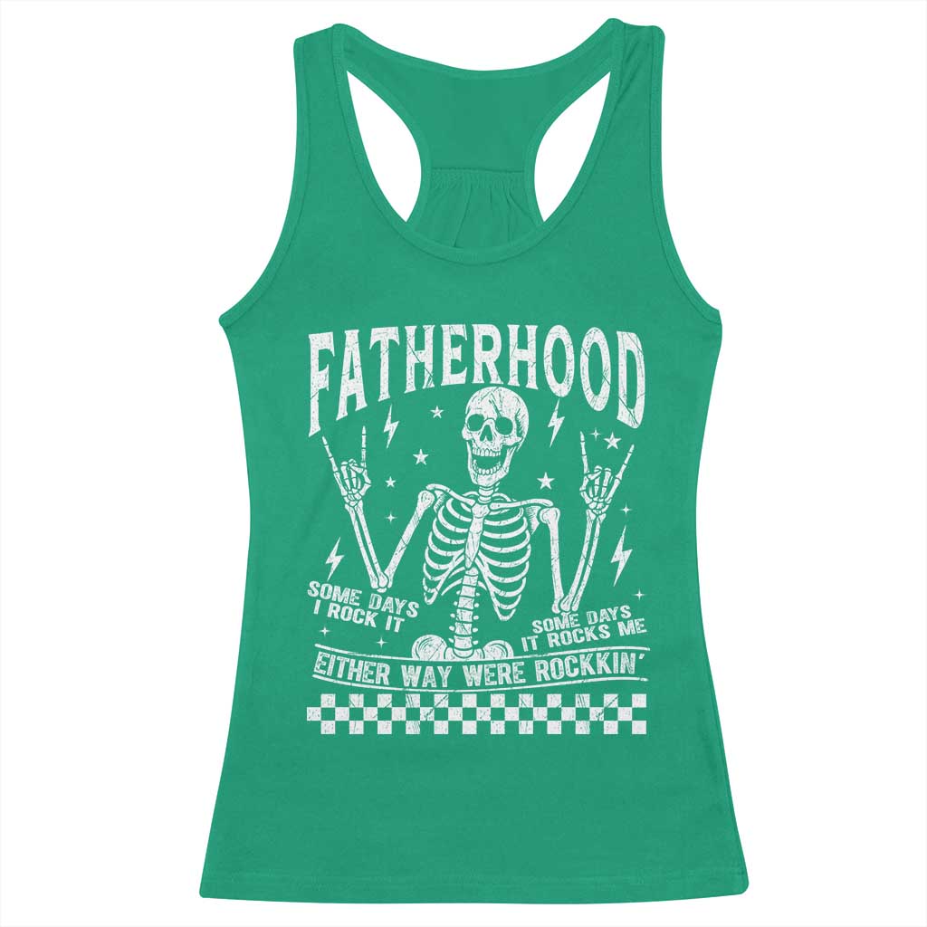 Rockin' Fatherhood Skeleton Racerback Tank Top Funny Dad Life Quote Gift for Father’s Day - Wonder Print Shop