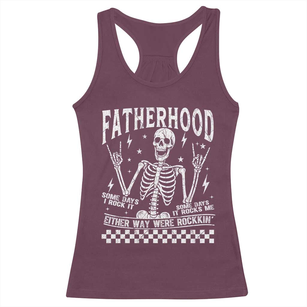 Rockin' Fatherhood Skeleton Racerback Tank Top Funny Dad Life Quote Gift for Father’s Day - Wonder Print Shop