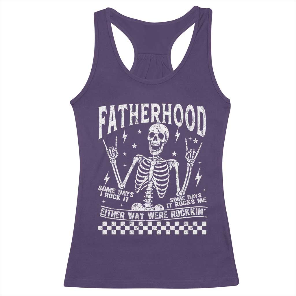 Rockin' Fatherhood Skeleton Racerback Tank Top Funny Dad Life Quote Gift for Father’s Day - Wonder Print Shop