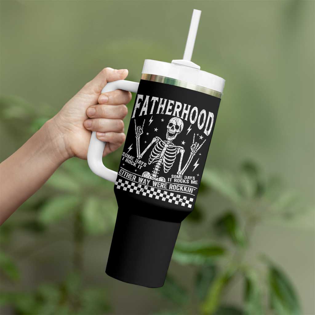 Rockin' Fatherhood Skeleton Tumbler With Handle Funny Dad Life Quote Gift for Father’s Day - Wonder Print Shop