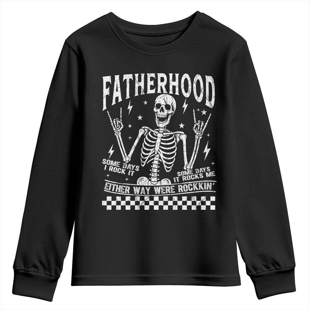 Rockin' Fatherhood Skeleton Youth Sweatshirt Funny Dad Life Quote Gift for Father’s Day - Wonder Print Shop