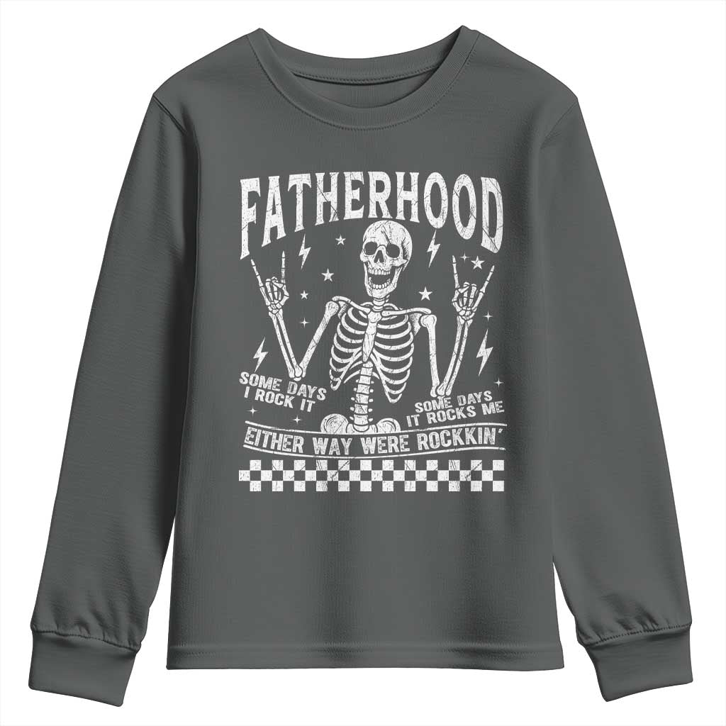 Rockin' Fatherhood Skeleton Youth Sweatshirt Funny Dad Life Quote Gift for Father’s Day - Wonder Print Shop
