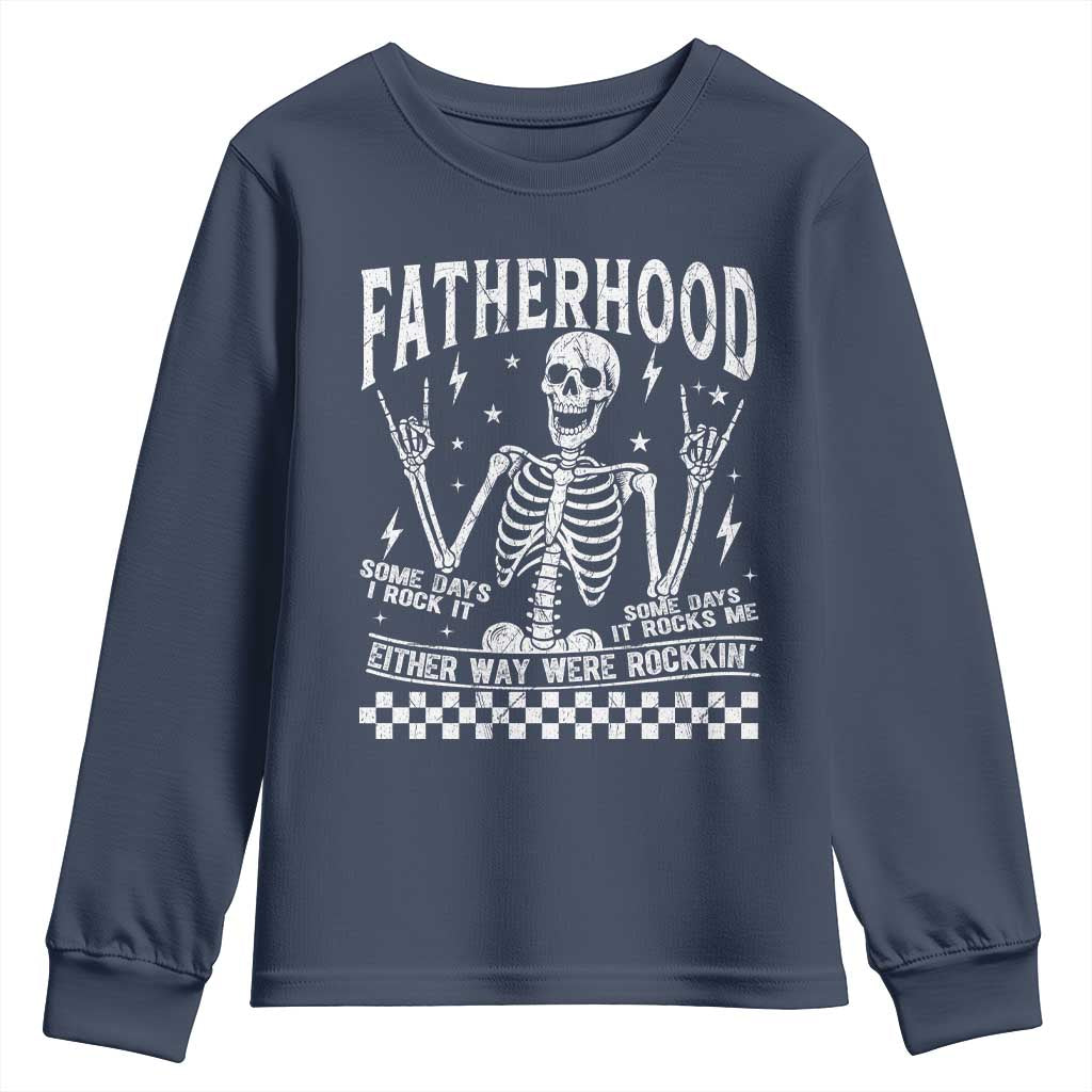 Rockin' Fatherhood Skeleton Youth Sweatshirt Funny Dad Life Quote Gift for Father’s Day - Wonder Print Shop