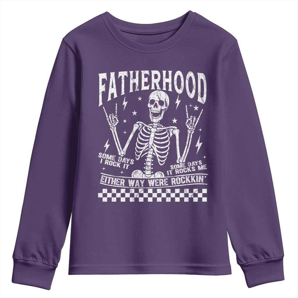 Rockin' Fatherhood Skeleton Youth Sweatshirt Funny Dad Life Quote Gift for Father’s Day - Wonder Print Shop