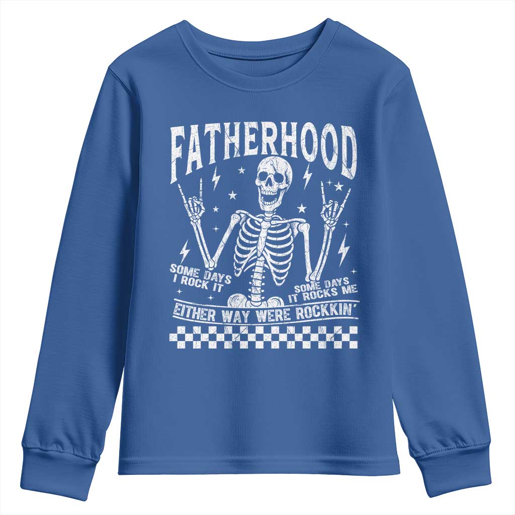 Rockin' Fatherhood Skeleton Youth Sweatshirt Funny Dad Life Quote Gift for Father’s Day - Wonder Print Shop