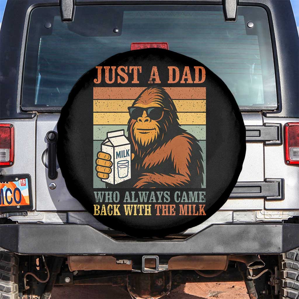 Funny Bigfoot Dad Spare Tire Cover Just A Dad Who Always Came Back With The Milk Retro Father's Day - Wonder Print Shop