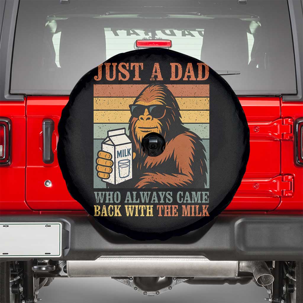 Funny Bigfoot Dad Spare Tire Cover Just A Dad Who Always Came Back With The Milk Retro Father's Day - Wonder Print Shop