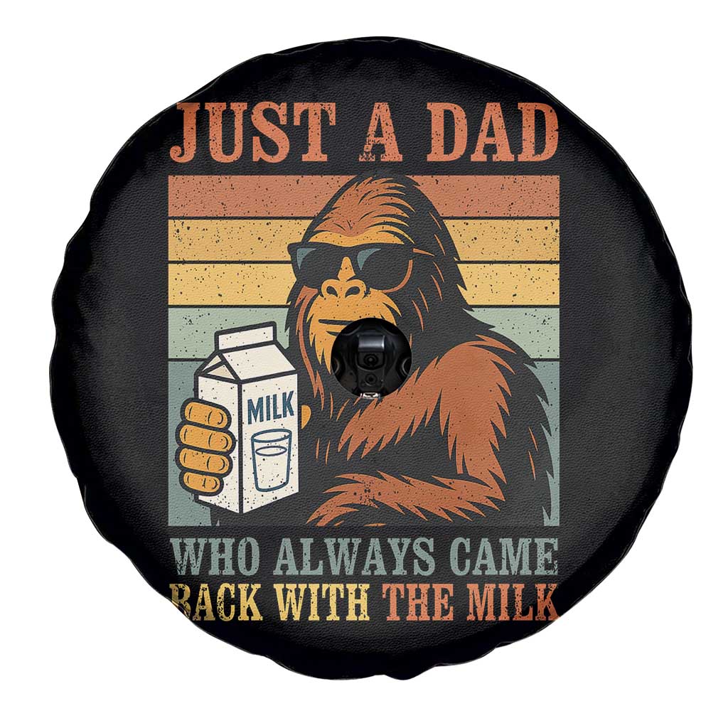 Funny Bigfoot Dad Spare Tire Cover Just A Dad Who Always Came Back With The Milk Retro Father's Day - Wonder Print Shop