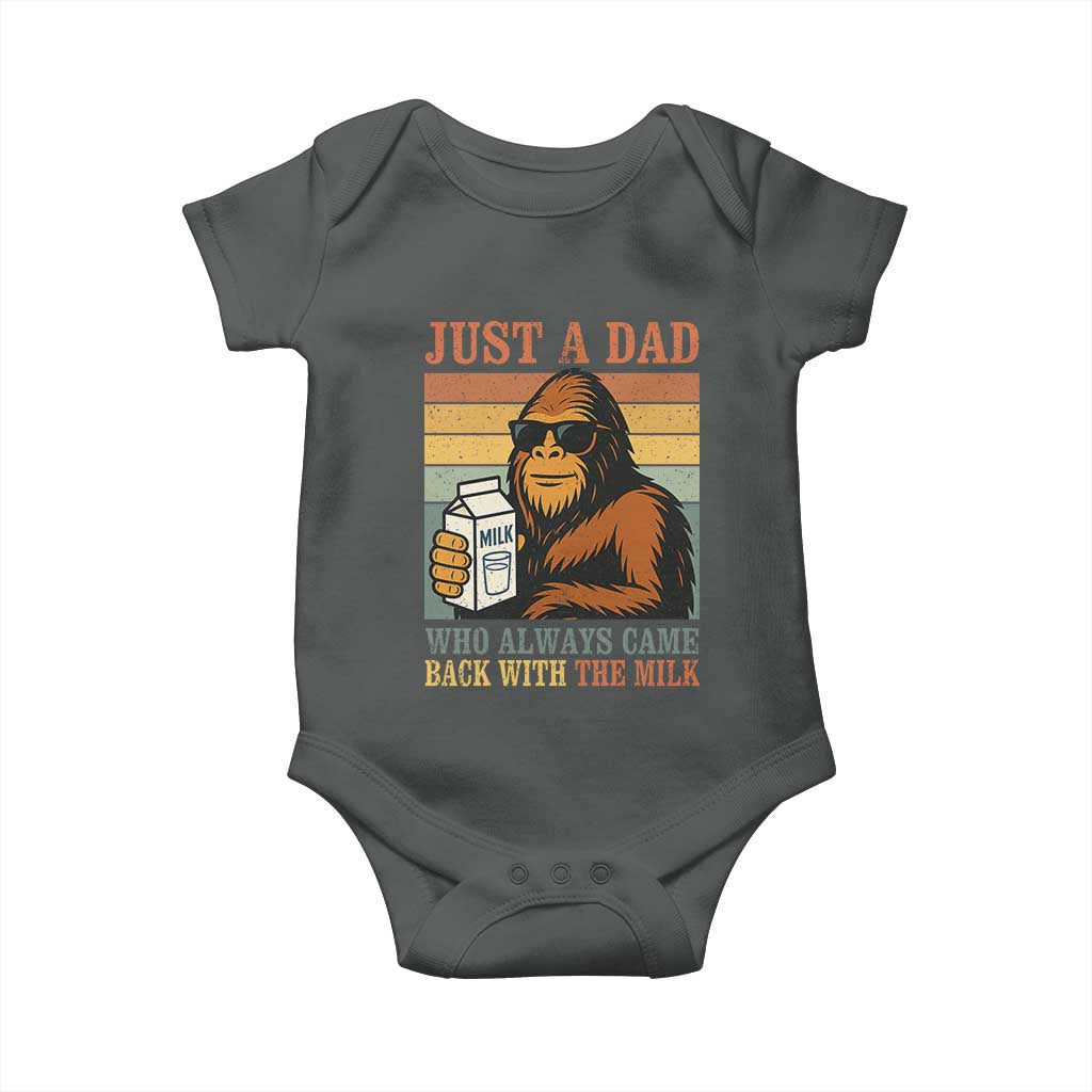 Funny Bigfoot Dad Baby Onesie Just A Dad Who Always Came Back With The Milk Retro Father's Day - Wonder Print Shop
