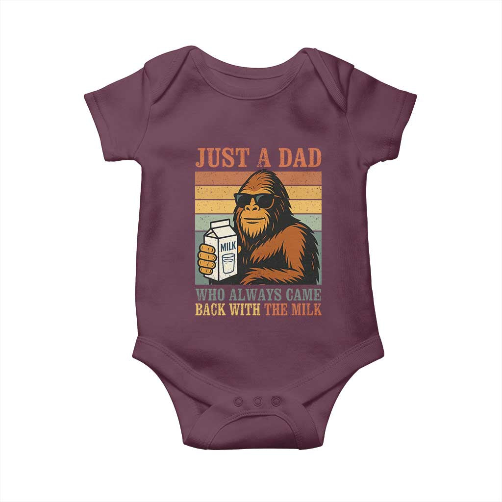 Funny Bigfoot Dad Baby Onesie Just A Dad Who Always Came Back With The Milk Retro Father's Day - Wonder Print Shop