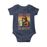 Funny Bigfoot Dad Baby Onesie Just A Dad Who Always Came Back With The Milk Retro Father's Day - Wonder Print Shop