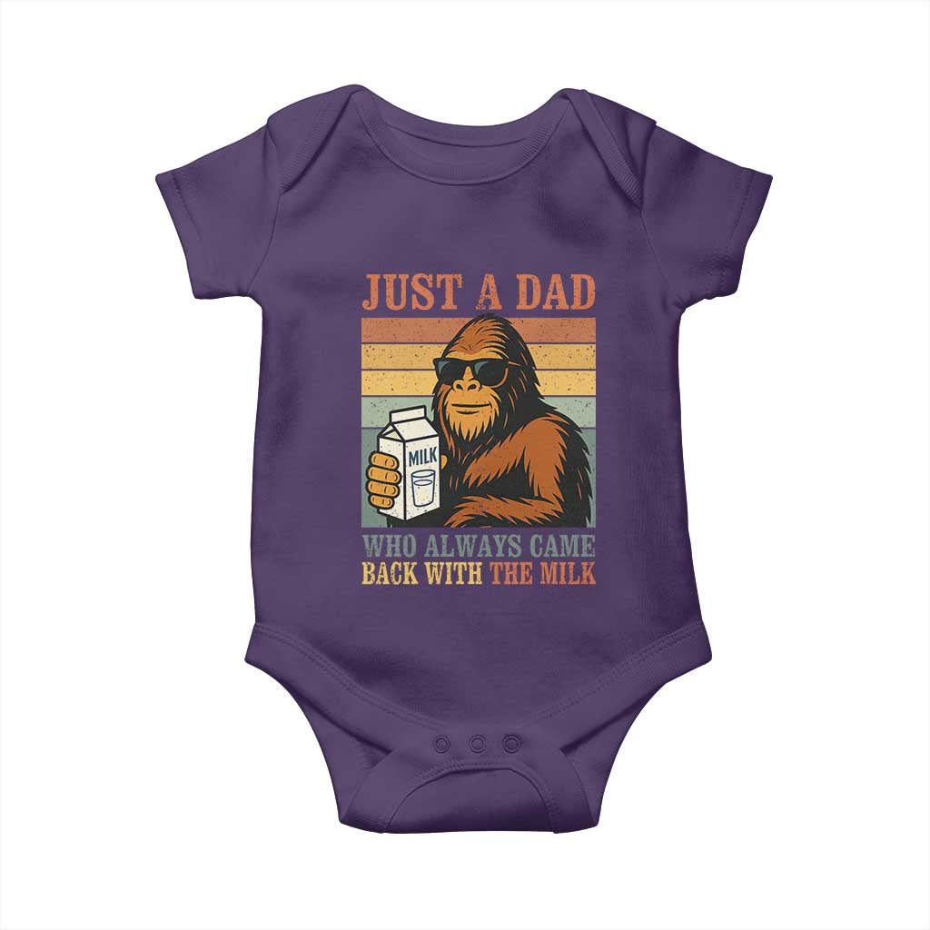 Funny Bigfoot Dad Baby Onesie Just A Dad Who Always Came Back With The Milk Retro Father's Day - Wonder Print Shop