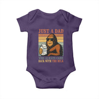 Funny Bigfoot Dad Baby Onesie Just A Dad Who Always Came Back With The Milk Retro Father's Day - Wonder Print Shop