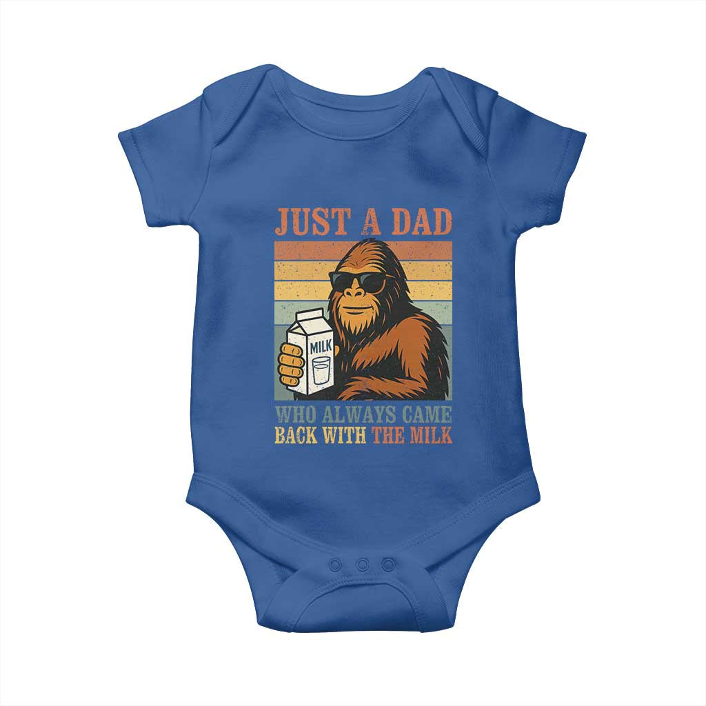 Funny Bigfoot Dad Baby Onesie Just A Dad Who Always Came Back With The Milk Retro Father's Day - Wonder Print Shop