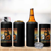 Funny Bigfoot Dad 4 in 1 Can Cooler Tumbler Just A Dad Who Always Came Back With The Milk Retro Father's Day - Wonder Print Shop