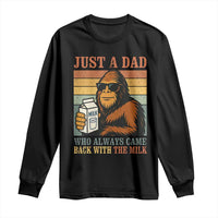 Funny Bigfoot Dad Long Sleeve Shirt Just A Dad Who Always Came Back With The Milk Retro Father's Day - Wonder Print Shop
