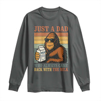 Funny Bigfoot Dad Long Sleeve Shirt Just A Dad Who Always Came Back With The Milk Retro Father's Day - Wonder Print Shop