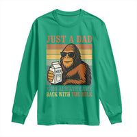 Funny Bigfoot Dad Long Sleeve Shirt Just A Dad Who Always Came Back With The Milk Retro Father's Day - Wonder Print Shop