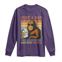 Funny Bigfoot Dad Long Sleeve Shirt Just A Dad Who Always Came Back With The Milk Retro Father's Day - Wonder Print Shop