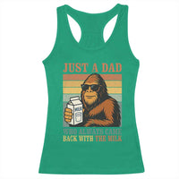 Funny Bigfoot Dad Racerback Tank Top Just A Dad Who Always Came Back With The Milk Retro Father's Day - Wonder Print Shop