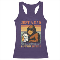 Funny Bigfoot Dad Racerback Tank Top Just A Dad Who Always Came Back With The Milk Retro Father's Day - Wonder Print Shop