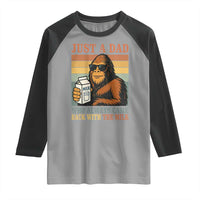 Funny Bigfoot Dad Raglan Shirt Just A Dad Who Always Came Back With The Milk Retro Father's Day - Wonder Print Shop