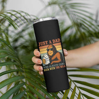 Funny Bigfoot Dad Skinny Tumbler Just A Dad Who Always Came Back With The Milk Retro Father's Day - Wonder Print Shop