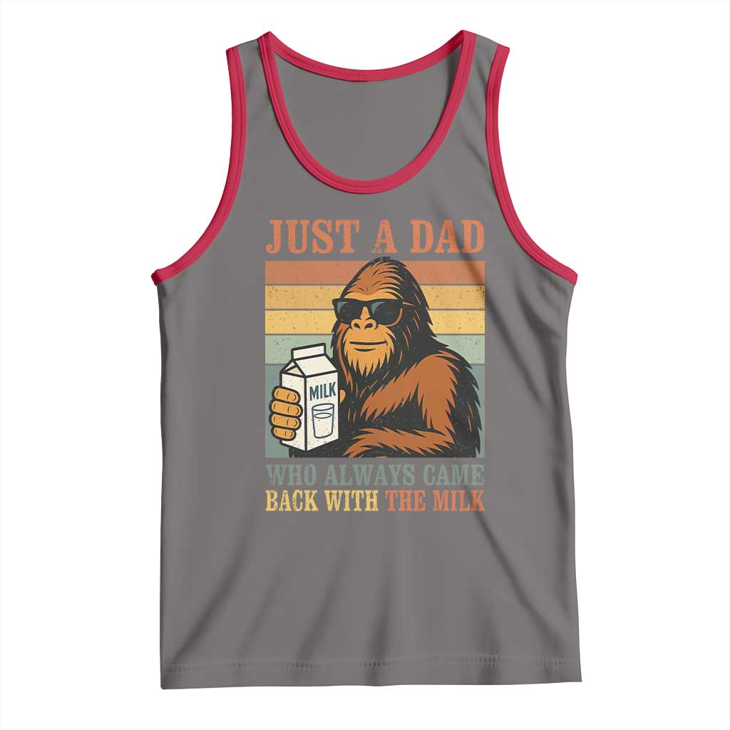 Funny Bigfoot Dad Tank Top Just A Dad Who Always Came Back With The Milk Retro Father's Day - Wonder Print Shop