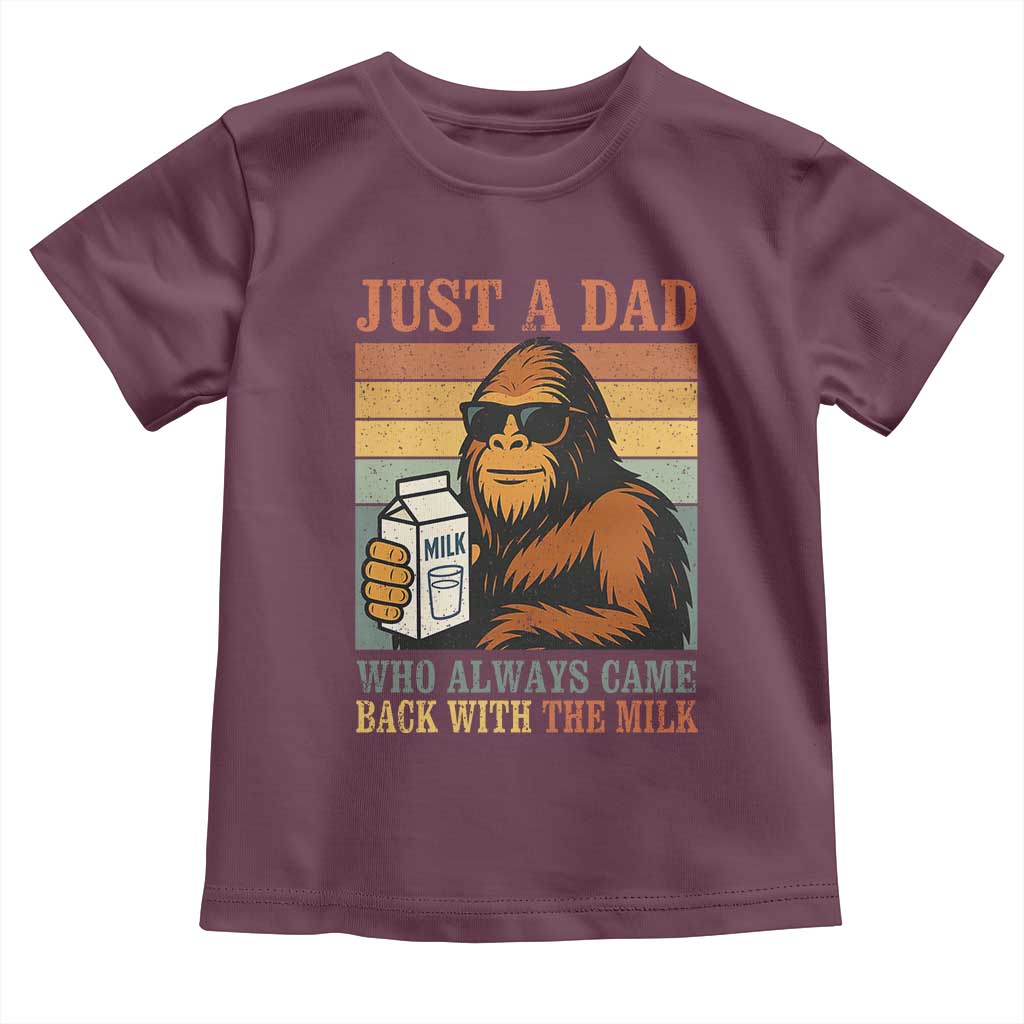 Funny Bigfoot Dad Toddler T Shirt Just A Dad Who Always Came Back With The Milk Retro Father's Day - Wonder Print Shop