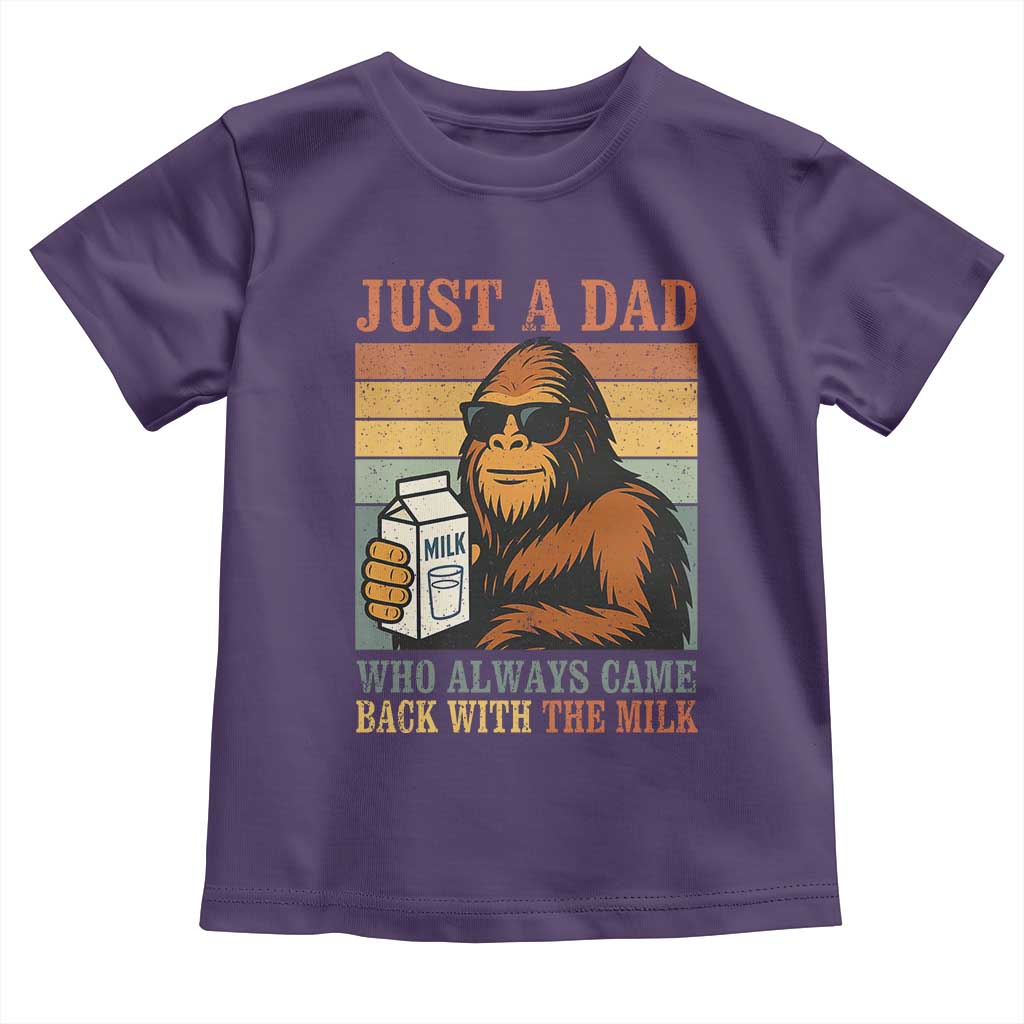 Funny Bigfoot Dad Toddler T Shirt Just A Dad Who Always Came Back With The Milk Retro Father's Day - Wonder Print Shop