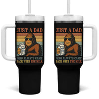 Funny Bigfoot Dad Tumbler With Handle Just A Dad Who Always Came Back With The Milk Retro Father's Day - Wonder Print Shop