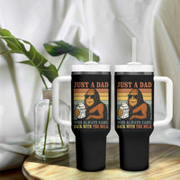 Funny Bigfoot Dad Tumbler With Handle Just A Dad Who Always Came Back With The Milk Retro Father's Day - Wonder Print Shop