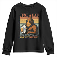 Funny Bigfoot Dad Youth Sweatshirt Just A Dad Who Always Came Back With The Milk Retro Father's Day - Wonder Print Shop